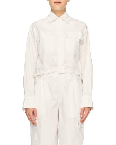 DL1961 Faye Crop Drawstring Hem Button-up Shirt - White