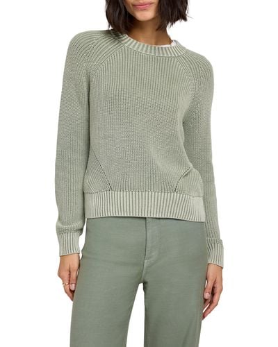 Faherty Sunwashed Organic Cotton Fisherman Sweater - Green