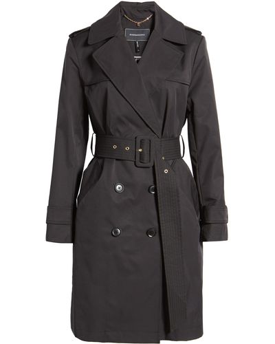 BCBGMAXAZRIA Double Breasted Belted Trench Coat - Black