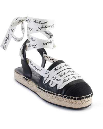 Karl Lagerfeld Mariko Ankle Strap Platform Espadrille - White