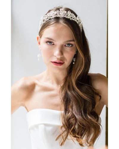 Brides & Hairpins Iriyah Crystal & Freshwater Pearl Crown - Metallic