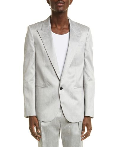 Saint Laurent Shantung Tuxedo Jacket - Gray