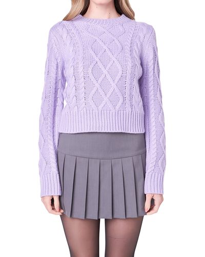 English Factory Crop Cable Stitch Sweater - Purple