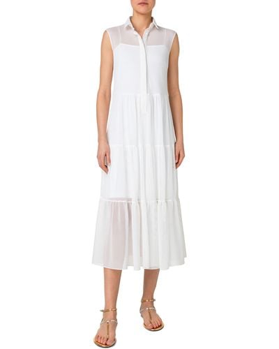 Akris Punto Light Techno Mesh Sleeveless Dress - White
