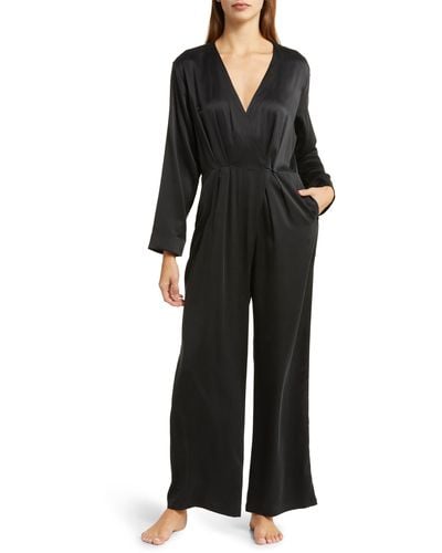 Lunya Long Sleeve Washable Silk Jumpsuit - Black