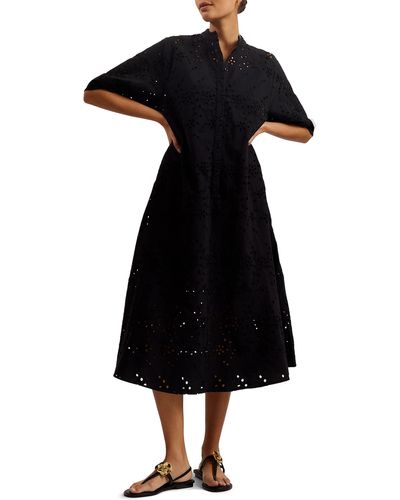 Ted Baker Nikaia Oversized Broderie Dress - Black