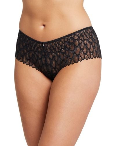 Montelle Intimates Feather Lace Brazilian Briefs in Red