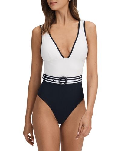 Reiss Willow Belted One-piece Swimsuit - Blue