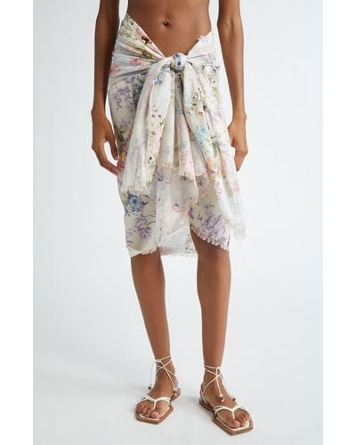 Zimmermann Floral Print Cotton Pareo Cover-up At Nordstrom - White