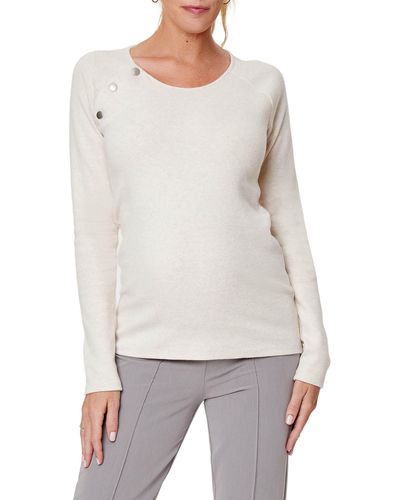 Stowaway Collection Maternity/nursing Sweater - White
