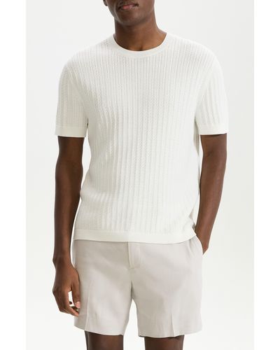 Theory Cable Short Sleeve Cotton Blend Sweater - White