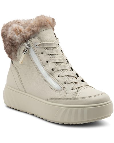 Ara Mikayla Faux Fur Lined Lace-up Boot - White