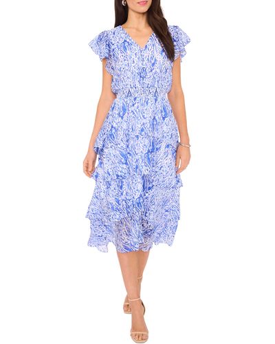 Vince Camuto Tiered Midi Dress - Blue
