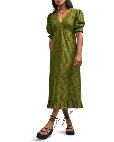 Nobody's Child Delilah Empire Waist Organic Cotton Midi Dress - Green