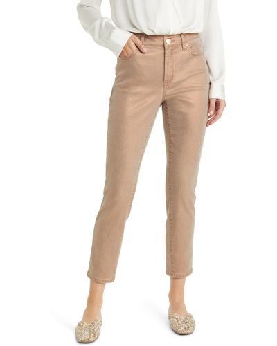 Tommy Bahama Metallic High Waist Ankle Skinny Jeans - Natural