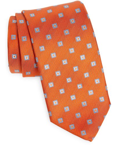 David Donahue Neat Silk Tie - Orange