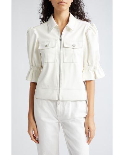 Cinq À Sept Holly Ruffle Faux Leather Jacket - White