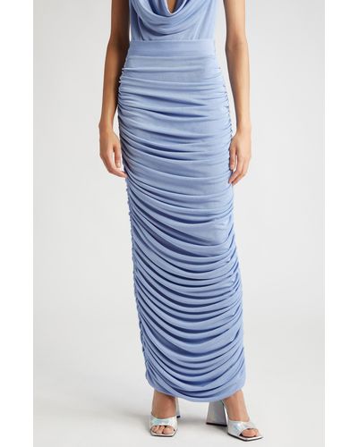 Aliétte Ruched Knit Maxi Skirt - Blue