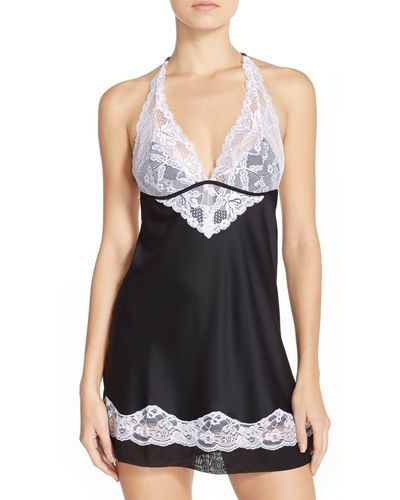 Black Bow Bow 'muse' Lace & Satin Backless Chemise At Nordstrom - Black