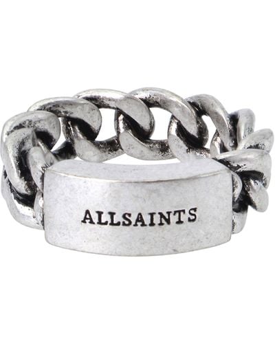AllSaints Sterling Silver Id Curb Chain Ring - Multicolor
