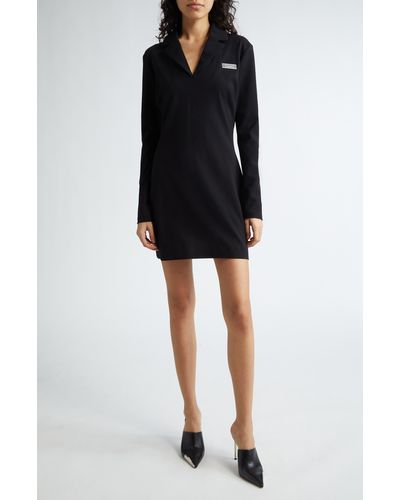 Coperni Tailored Long Sleeve Virgin Wool Dress - Black