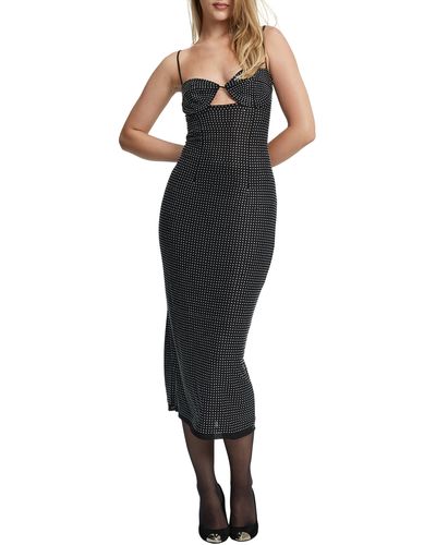 Bardot Aisha Rhinestone Embellished Cutout Midi Dress - Black