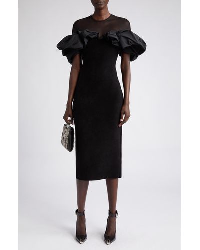 Alexander McQueen Ruffle Midi Dress - Black