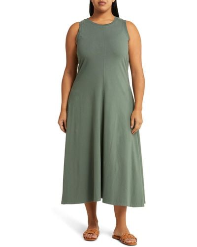 Nordstrom Sleeveless Cotton Knit Dress - Green