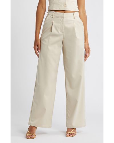 Something New Pleated Wide Leg Pants - Natural