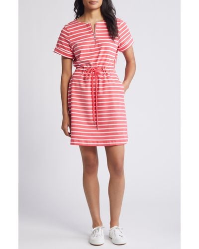 Tommy Bahama Jovanna Stripe Half Zip Dress - Pink