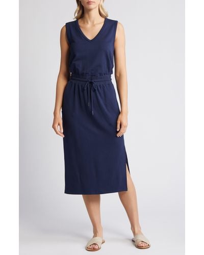 Caslon Caslon(r) V-neck Knit Midi Dress - Blue