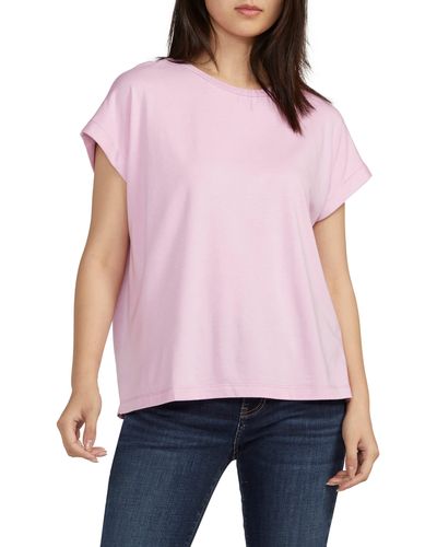 Jag Jeans Drapey Cuff Cotton & Modal T-shirt - Red