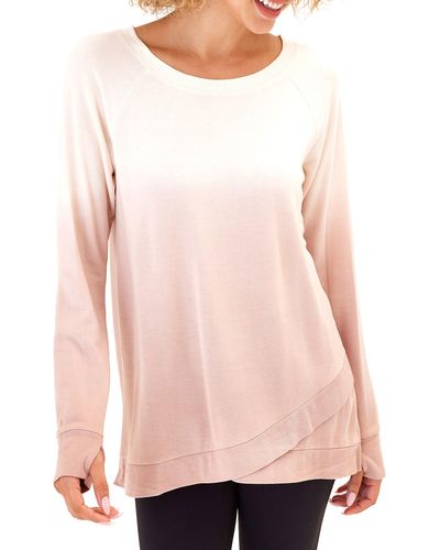 Threads For Thought Leanna Gradient Feather Fleece Long Sleeve Top - Pink