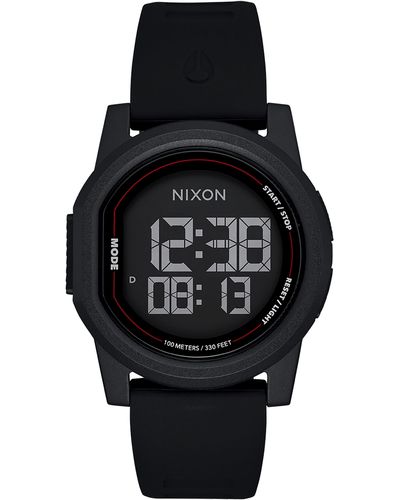 Nixon Disk Digital Silicone Strap Watch - Black