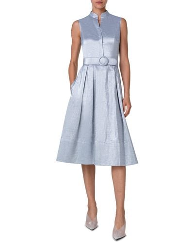 Akris Punto Metallic Cotton & Linen Blend Dress - Blue