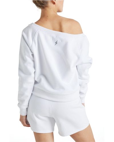 Electric Yoga Off Shoulder Sweatshirt - White