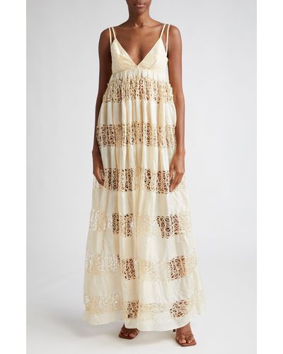 House of Aama Anancy Paneled Silk Maxi Dress - Natural