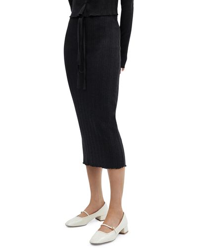 Mango Rib Midi Sweater Skirt - Black