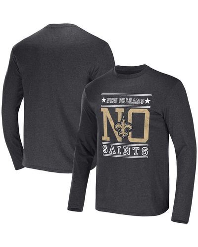 NFL X DARIUS RUCKER Collection By Fanatics Heathered Charcoal New Orleans Saints Long Sleeve T-shirt - Blue