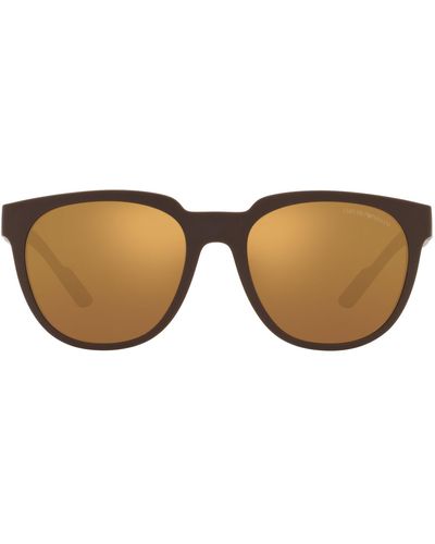 Emporio Armani 55mm Mirrored Phantos Sunglasses - Brown