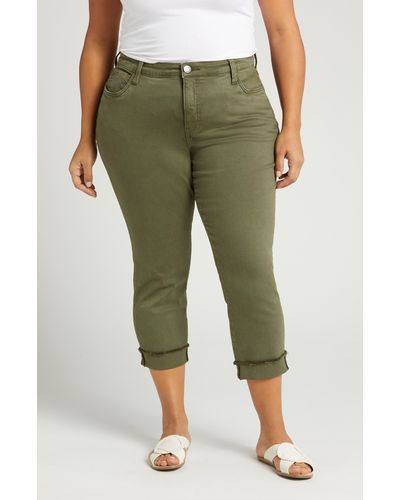 Kut From The Kloth Amy Frayed Crop Slim Straight Leg Jeans - Green