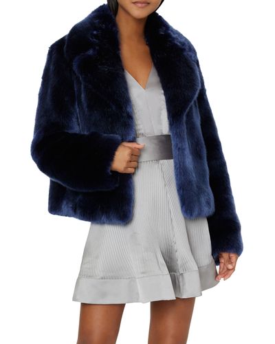 MILLY Faye Faux Fur Jacket - Blue