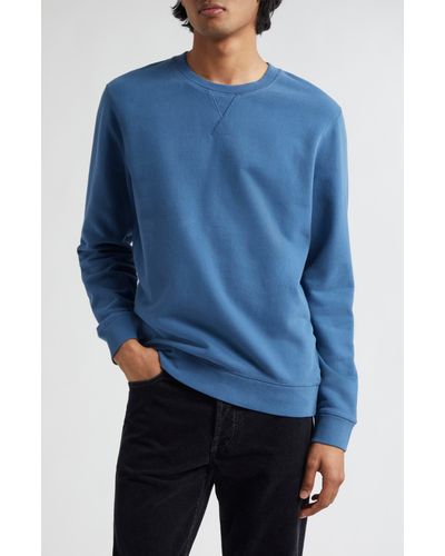 Sunspel French Terry Crewneck Sweatshirt - Blue