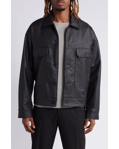 TOPMAN Faux Leather Western Jacket - Gray