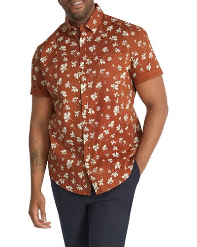 Johnny Bigg Tyler Floral Stretch Short Sleeve Button-down Shirt - Orange