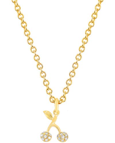 EF Collection Diamond Mini Cherry Pendant Necklace - Metallic