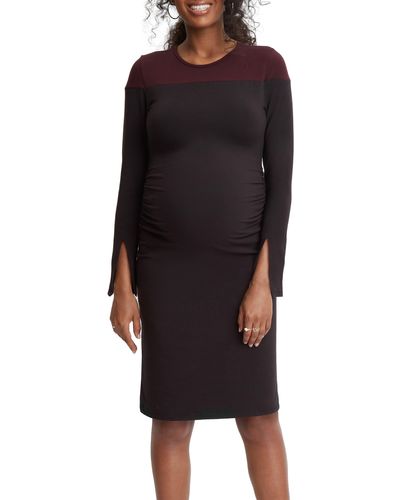 Stowaway Collection Colorblock Maternity Dress - Black