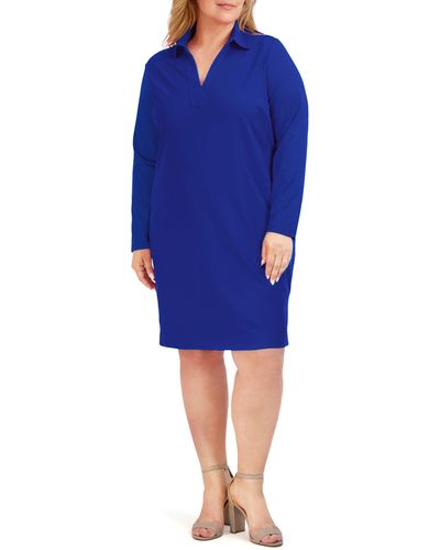 Foxcroft Angel Long Sleeve Jersey Dress - Blue