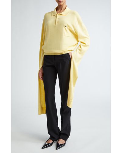 Coperni Knot Sleeve Cotton Polo Sweater - Yellow