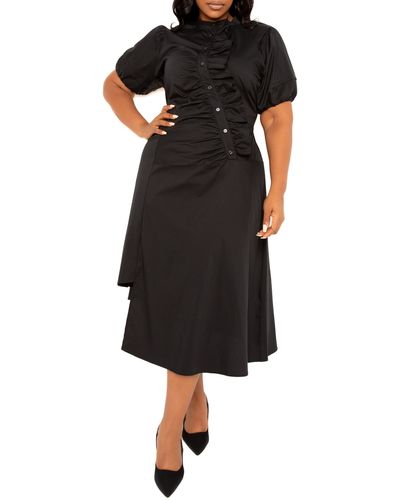 Buxom Couture Asymmetric Ruffle Dress - Black